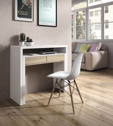 Turin White and Oak Desk Dressing Table or Console Table - 2647 - UK Luxury Furniture